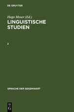 Seller image for Moser, Hugo Moser, Hugo: Linguistische Studien. 2 for sale by moluna