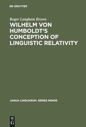 Seller image for Wilhelm von Humboldt s Conception of Linguistic Relativity for sale by moluna