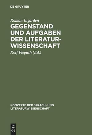 Seller image for Gegenstand und Aufgaben der Literaturwissenschaft for sale by moluna