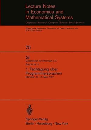 Seller image for 1. Fachtagung �ber Programmiersprachen for sale by moluna