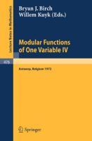 Image du vendeur pour Modular Functions of One Variable IV mis en vente par moluna