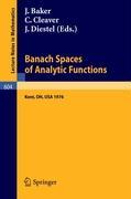 Seller image for Banach Spaces of Analytic Functions. for sale by moluna