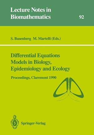 Bild des Verkufers fr Differential Equations Models in Biology, Epidemiology and Ecology zum Verkauf von moluna