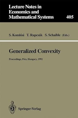 Seller image for Generalized Convexity for sale by moluna