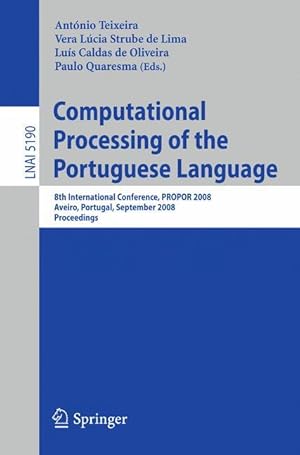 Imagen del vendedor de Computational Processing of the Portuguese Language a la venta por moluna