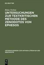 Bild des Verkufers fr Untersuchungen zur textkritischen Methode des Zenodotos von Ephesos zum Verkauf von moluna
