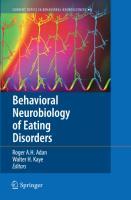 Immagine del venditore per Behavioral Neurobiology of Eating Disorders venduto da moluna