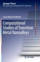 Immagine del venditore per Computational Studies of Transition Metal Nanoalloys venduto da moluna