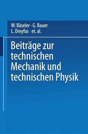Imagen del vendedor de Beitraege zur Technischen Mechanik und Technischen Physik a la venta por moluna