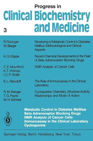 Bild des Verkufers fr Metabolic Control in Diabetes Mellitus Beta Adrenoceptor Blocking Drugs NMR Analysis of Cancer Cells Immunoassay in the Clinical Laboratory Cyclosporine zum Verkauf von moluna