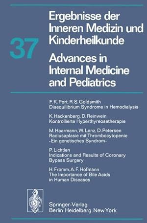 Bild des Verkufers fr Ergebnisse der Inneren Medizin und Kinderheilkunde / Advances in Internal Medicine and Pediatrics zum Verkauf von moluna
