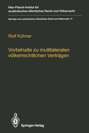Seller image for Vorbehalte zu multilateralen voelkerrechtlichen Vertraegen / Reservations to Multilateral Treaties for sale by moluna