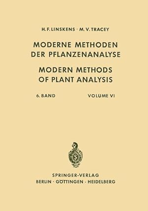Bild des Verkufers fr Modern Methods of Plant Analysis / Moderne Methoden der Pflanzenanalyse zum Verkauf von moluna