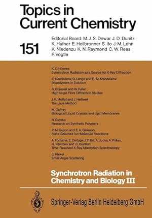 Image du vendeur pour Synchrotron Radiation in Chemistry and Biology III mis en vente par moluna