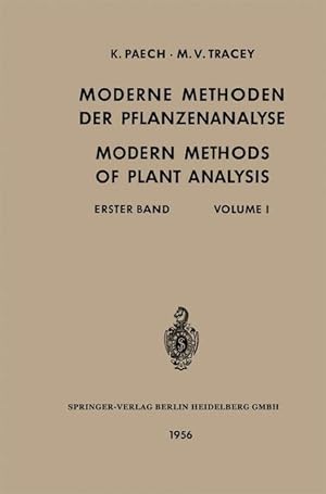 Bild des Verkufers fr Moderne Methoden der Pflanzenanalyse / Modern Methods of Plant Analysis zum Verkauf von moluna