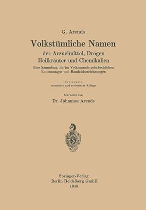 Seller image for Volkstmliche Namen der Arzneimittel, Drogen Heilkraeuter und Chemikalien for sale by moluna