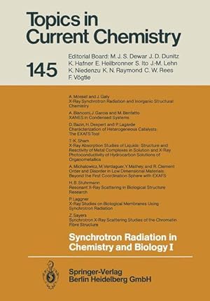 Image du vendeur pour Synchrotron Radiation in Chemistry and Biology I mis en vente par moluna