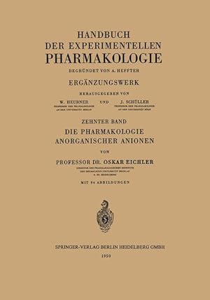 Seller image for Die Pharmakologie Anorganischer Anionen for sale by moluna