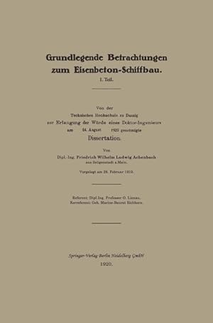 Seller image for Grundlegende Betrachtungen zum Eisenbeton-Schiffbau for sale by moluna