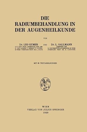 Seller image for Die Radiumbehandlung in der Augenheilkunde for sale by moluna