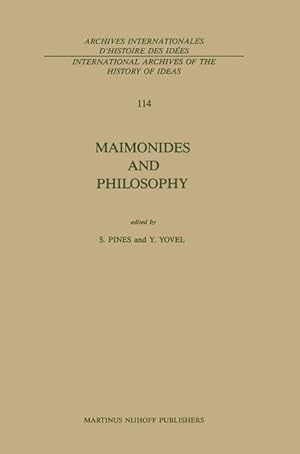 Bild des Verkufers fr Maimonides and Philosophy zum Verkauf von moluna