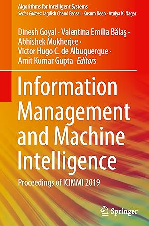 Imagen del vendedor de Information Management and Machine Intelligence: Proceedings of ICIMMI 2019 a la venta por moluna