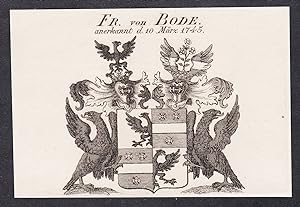 Bild des Verkufers fr Fr. von Bode" - Wappen coat of arms zum Verkauf von Antiquariat Steffen Vlkel GmbH