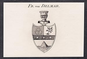 Bild des Verkufers fr Fr. von Delmar" - Wappen coat of arms zum Verkauf von Antiquariat Steffen Vlkel GmbH