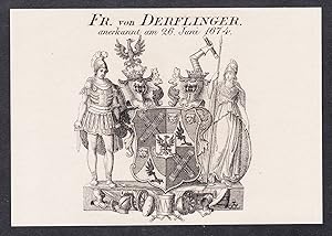 Bild des Verkufers fr Fr. von Derflinger" - Wappen coat of arms zum Verkauf von Antiquariat Steffen Vlkel GmbH