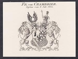 Bild des Verkufers fr Fr. von Chambrier" - Wappen coat of arms zum Verkauf von Antiquariat Steffen Vlkel GmbH