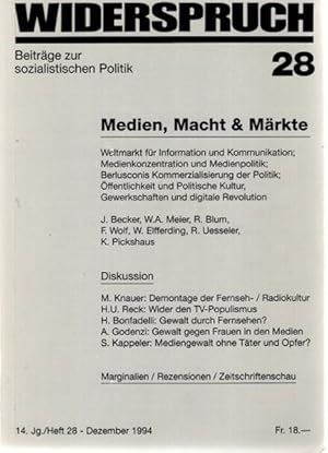 Seller image for Medien, Macht & Mrkte, Widerspruch 28: Beitrge zur sozialistischen Politik, 14.Jg. /Heft 28, for sale by nika-books, art & crafts GbR