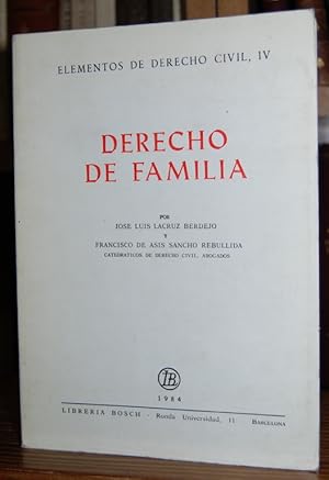 Imagen del vendedor de DERECHO DE FAMILIA. (Elementos de Derecho Civil, IV) a la venta por Fbula Libros (Librera Jimnez-Bravo)