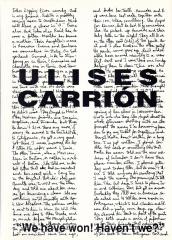 Ulises Carrion. We have won! havent we?. Museum Fodor, Amsterdam, 18 januarit/ 23 februari 1992.
