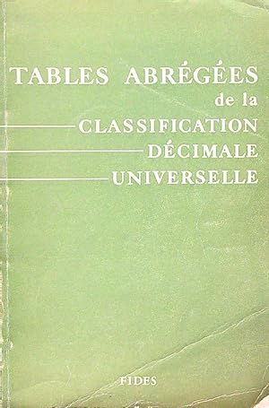 Image du vendeur pour Tables Abregees de la classification decimale universelle mis en vente par Librodifaccia