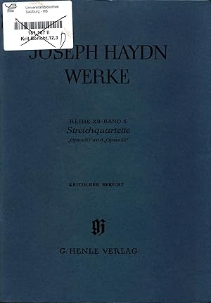 Immagine del venditore per Joseph Haydn Werke Streichquartette Opus 20 und Opus 33, Messen 9-10 venduto da avelibro OHG