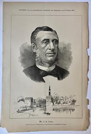 Bild des Verkufers fr [Original lithograph/lithografie by Johan Braakensiek] Mr. J. A. Levy, 30 October 1887, 1 pp. zum Verkauf von Antiquariaat Arine van der Steur / ILAB