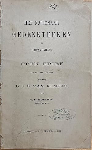 [History of The Hague] Het nationaal gedenkteeken te s Gravenhage. Open brief aan den vervaardig...