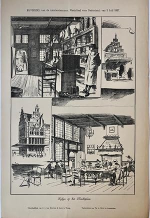 [Original lithograph/lithografie by Johan Braakensiek] Kijkjes op het Marktplein, 3 Juli 1887, 1 pp.