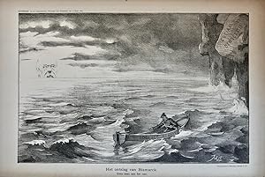 [Original lithograph/lithografie by Johan Braakensiek] Het ontslag van Bismarck, 23 Maart 1890, 1...