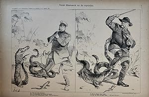 [Original lithograph/lithografie by Johan Braakensiek] Vorst Bismarck en de reptielen, 10 Augustu...