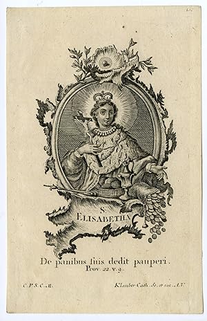 Image du vendeur pour Rare Antique Print-SAINT ELISABETH OF THRINGEN-Klauber-c.1750 mis en vente par Pictura Prints, Art & Books