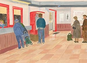 Sylvia Grottick - 20th Century Acrylic, Inside the Train Station