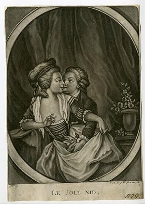 Antique Master Print-SATIRE-LOVE NEST-ROMANCE-Heiss-c.1690