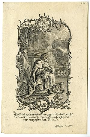 Image du vendeur pour Rare Antique Print-PENANCE KING DAVID-HARP-Klauber-c.1750 mis en vente par Pictura Prints, Art & Books