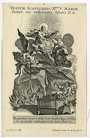 Seller image for Rare Antique Print-FESTUM SCAPULARIS-MARIA-Klauber-c.1750 for sale by Pictura Prints, Art & Books
