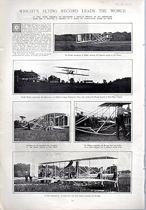 Immagine del venditore per PRINT: "Wright's Flying Record Lead the World".photos from Harper's Weekly, September 19, 1908 venduto da Dorley House Books, Inc.