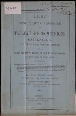 Clef synoptique ou abrégée du tableau stéréométrique Baillairgé