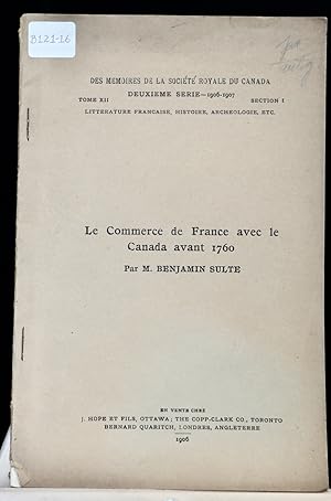Le commerce de France avec le Canada avant 1760