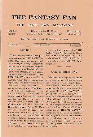 Seller image for The Fantasy Fan #12 (August 1934) [Facsimile] for sale by Star-Treader Books & Periodicals