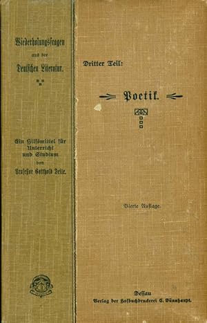 Imagen del vendedor de Wiederholungsfragen aus der deutschen Literatur mit angefgten Antworten. Dritter Teil: Poetik. a la venta por Online-Buchversand  Die Eule